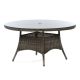 Regent Rattan Round Table - 1500mm Diameter Tempered Glass Top - 40mm Parasol Hole - Grey/Brown