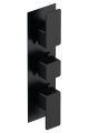 Triple Thermostatic Valve With Diverter - Nuie WIN4TR03 Matt Black, Black colour ,image 1