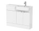 1100mm Combination Unit & Right Hand Semi Recessed Basin - Hudson Reed CBI147 Gloss White, White colour ,image 1