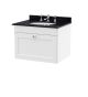 600mm Wall Hung 1 Drawer Vanity & Marble Top 3TH - Nuie CLC194BR3 White, White colour ,image 1