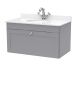 800mm Wall Hung 1 Drawer Vanity & Marble Top 1TH - Nuie CLC296WR1 Grey, Grey colour ,image 1