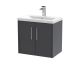 600mm Wall Hung 2 Door Vanity & Basin 1 - Hudson Reed JNU2223A Grey, Grey colour ,image 1