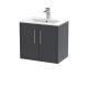 600mm Wall Hung 2 Door Vanity & Basin 2 - Hudson Reed JNU2223B Grey, Grey colour ,image 1