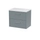 600mm Wall Hung 2 Drawer Vanity & Laminate Top - Hudson Reed JNU2324LSW Grey, Grey colour ,image 1