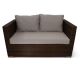 RA Denby 2 Seat Rattan Sofa  - Neutral Brown with Light Grey Cushions Included