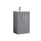 500mm Floor Standing 2 Door Vanity & Basin 4 - Nuie DPF223G Grey, Grey colour ,image 1