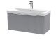800mm Wall Hung Single Drawer Vanity & Basin 3 - Hudson Reed DFF296D Grey, Grey colour ,image 1