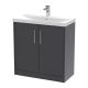 800mm Floor Standing 2 Door Vanity & Basin 3 - Hudson Reed JNU2205D Grey, Grey colour ,image 1