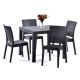 Madrid Rattan Square Table and 4 Side Chairs - 4 Seat Dining Set - Grey
