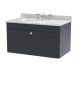 800mm Wall Hung 1 Drawer Vanity & Marble Top 3TH - Nuie CLC1496GR3 Black, Black colour ,image 1