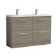 1200mm Floor Standing 4 Drawer Vanity & Double Basin - Nuie ARN2533C Oak, Oak colour ,image 1