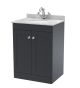 600mm Floor Standing 2 Door Vanity & Marble Top 1TH - Nuie CLC1425GR1 Black, Black colour ,image 1