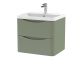 600mm Wall Hung 2 Drawer Vanity & Polymarble Basin - Nuie LUN802 Green, Green colour ,image 1