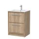 600mm Floor Standing 2-Drawer Vanity with Basin - 1 Tap Hole - Hudson Reed LIL3033C Oak, Oak colour ,image 1