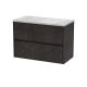 800mm Wall Hung 2 Drawer Unit & Worktop - Nuie HAV2606LBG Brown