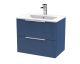 600mm Wall Hung 2 Drawer Vanity & Basin 2 - Hudson Reed DFF393B Blue