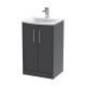 500mm Floor Standing 2 Door Vanity & Basin 4 - Hudson Reed JNU2201G Grey, Grey colour ,image 1