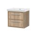 600mm Wall Hung 2-Drawer Vanity with Basin - 0 Tap Hole - Hudson Reed LIL3024H Oak, Oak colour ,image 1