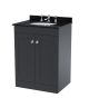 600mm Floor Standing 2 Door Vanity & Marble Top 3TH - Nuie CLC1425BR3 Black, Black colour ,image 1