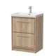 600mm Floor Standing 2-Drawer Vanity with Basin - 1 Tap Hole - Hudson Reed LIL3033E Oak, Oak colour ,image 1
