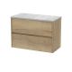 800mm Wall Hung 2 Drawer Unit & Worktop - Nuie HAV806LBG Oak, Oak colour ,image 1