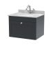 600mm Wall Hung 1 Drawer Vanity & Marble Top 1TH - Nuie CLC1494GR1 Black, Black colour ,image 1