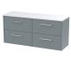 1200 Wall Hung 4-Drawer Vanity & Laminate Worktop - Hudson Reed JNU2324LSW2 Grey, Grey colour ,image 1