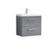 600mm Wall Hung 2 Drawer Vanity & Basin 3 - Nuie ARN2224D Grey, Grey colour ,image 1