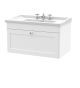 800mm Wall Hung 1 Drawer Vanity & Basin 3TH - Nuie CLC196G White