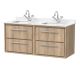 1200mm Wall Hung 4-Drawer Vanity with Marble Worktop Basin - Hudson Reed LIL3024WS2 Oak, Oak colour ,image 1