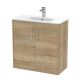 800mm Floor Standing 2 Door Vanity & Basin 2 - Hudson Reed JNU1805B Oak