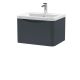 600mm Wall Hung 1 Drawer Vanity & Ceramic Basin - Nuie LUN1405A Black, Black colour ,image 1