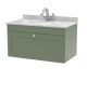 800mm Wall Hung 1 Drawer Vanity & Marble Top 1TH - Nuie CLC896GR1 Green, Green colour ,image 1