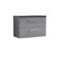 800mm Wall Hung 2 Drawer Vanity & Laminate Top - Nuie ARN2226LSB Grey, Grey colour ,image 1