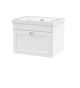 600mm Wall Hung 1-Drawer Vanity with Basin - 0 Tap Hole - Nuie CLC194K White, White colour ,image 1