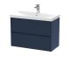 800mm Wall Hung 2-Drawer Unit & Basin 3 - Nuie HAV2906D Blue, Blue colour ,image 1