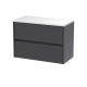 800mm Wall Hung 2 Drawer Unit & Worktop - Nuie HAV2206LSW Grey, Grey colour ,image 1