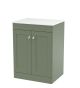600mm Floor Standing 2-Door Vanity with Marble Top - Nuie CLC825WMT Green, Green colour ,image 1