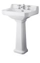 560mm Basin & Pedestal (3 Tap Hole) - Hudson Reed CCR021 White, White colour ,image 1