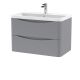 800mm Wall Hung 2 Drawer Vanity & Polymarble Basin - Nuie LUN204 Grey, Grey colour ,image 1