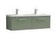 1200mm Wall Hung 2 Drawer Vanity & Double Basin - Nuie ARN822C Green, Green colour ,image 1