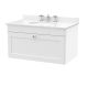 800mm Wall Hung 1 Drawer Vanity & Marble Top 3TH - Nuie CLC196WR3 White, White colour ,image 1