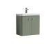600mm Wall Hung 2 Door Unit & Basin - Nuie COR805 Green, Green colour ,image 1