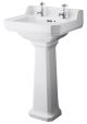 500mm Basin & Pedestal (2 Tap Hole) - Hudson Reed CCR018 White, White colour ,image 1