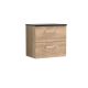 600mm Wall Hung 2-Drawer Vanity & Laminate Worktop - Nuie ARN3024LSB Oak, Oak colour ,image 1