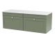 1200mm Wall Hung 2-Drawer Vanity with Marble Top - Nuie CLC894WMT2 Green, Green colour ,image 1