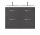 1200mm Floor Standing Cabinet With Double Basin - Nuie ATH076C Gloss Grey, Grey colour ,image 1