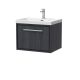 600mm Wall Hung Single Drawer Vanity with Basin - 1 Tap Hole - Hudson Reed LIL2222E Grey, Grey colour ,image 1