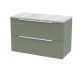 800mm Wall Hung 2 Drawer Vanity & Laminate Top - Hudson Reed DFF895LBG Green, Green colour ,image 1