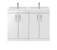 1200mm Floor Standing Cabinet With Double Basin - Nuie ATH027C Gloss White, White colour ,image 1